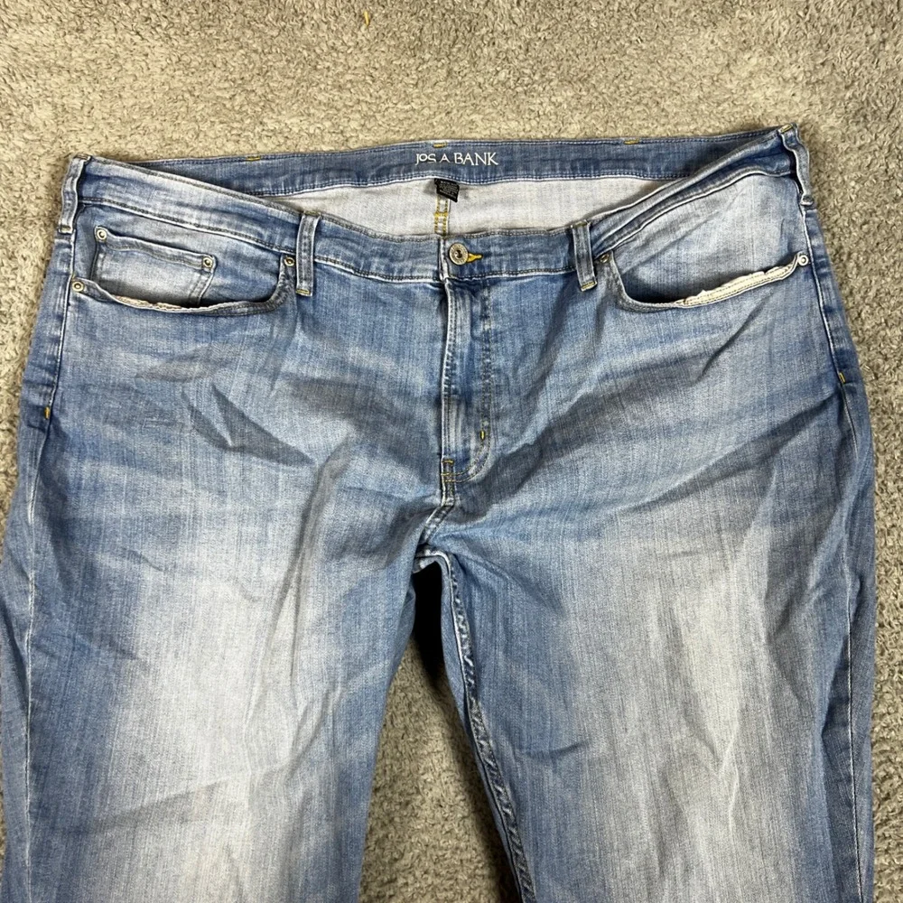 Jos A Bank Jeans Mens 46x30 Blue Excellent Straight Fit Stretch‎ Denim Casual